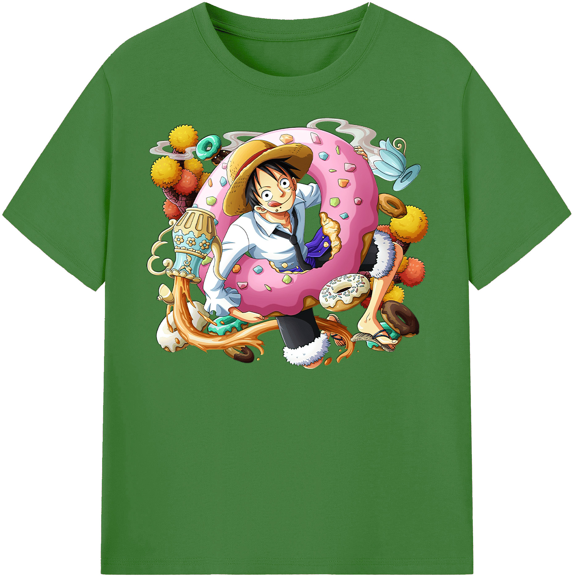 ワンピース モンキー・D・ルフィ ONE PIECE Monkey D. Luffy レディースカジュアルプリントTシャツ（綿100％）
